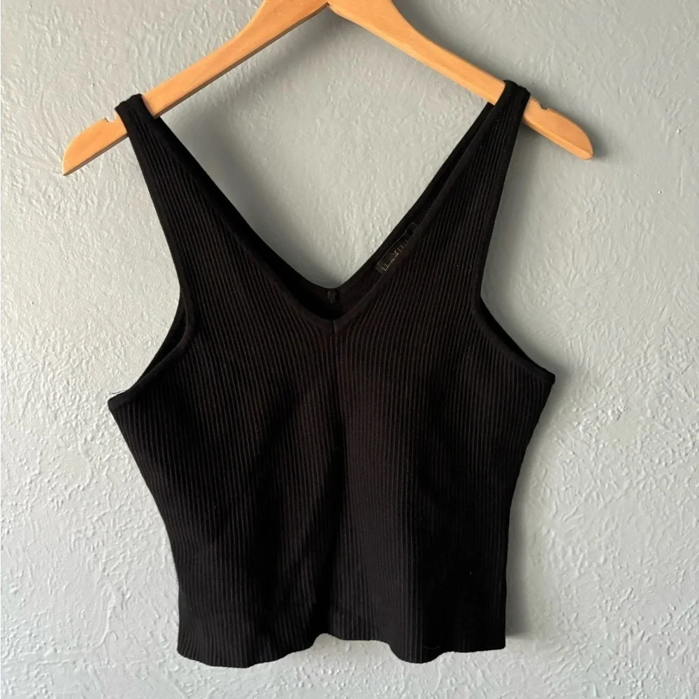 House of Harlow 1960, ribbed, cropped, tank, black, size large